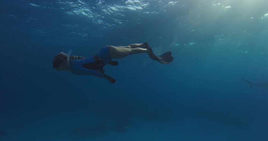 A woman swimming in an ocean
