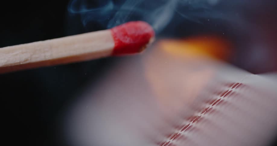 A match is struck on fire
