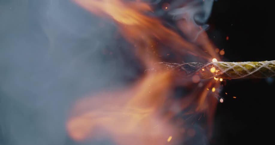 Slow motion of a fuse burning