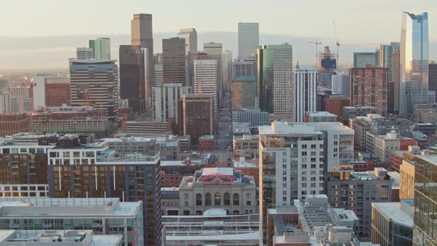 Aerial shot of a city skyline