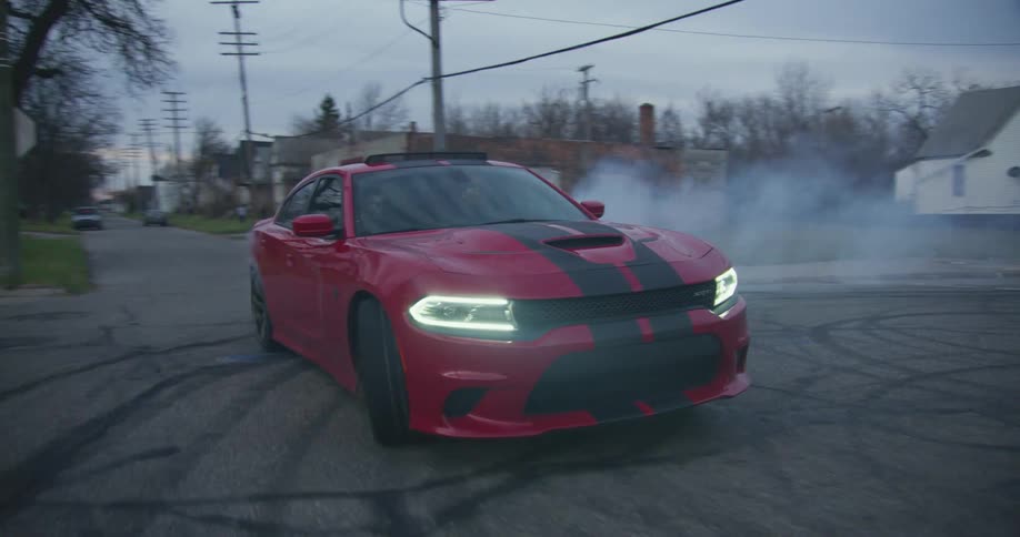 A car is drifting around the roads