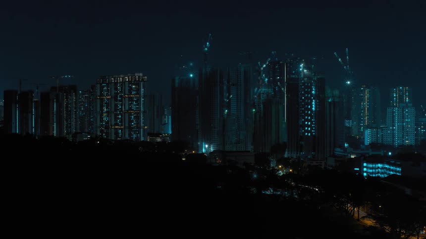 Time lapse of a neighborhood with high rise apartment buildings