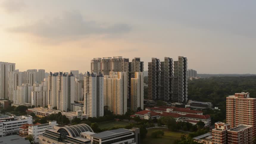Time lapse of a neighborhoon with high rise apartment buildings