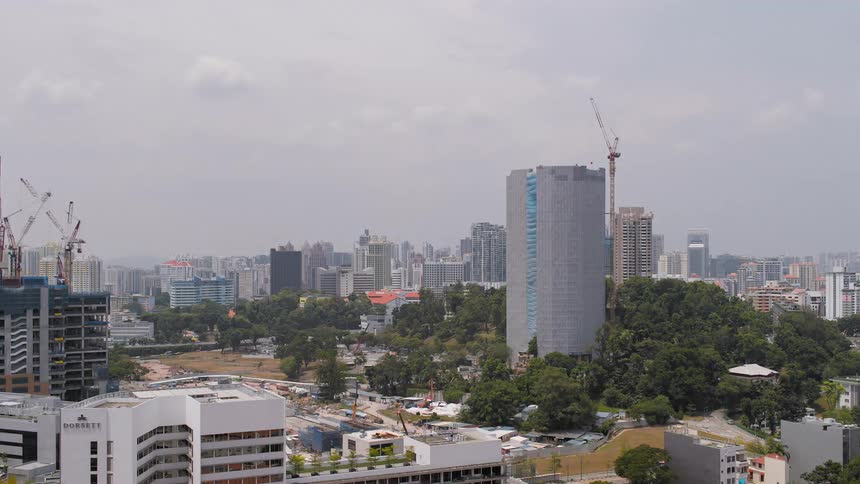 Buildings are constructed over time in the city