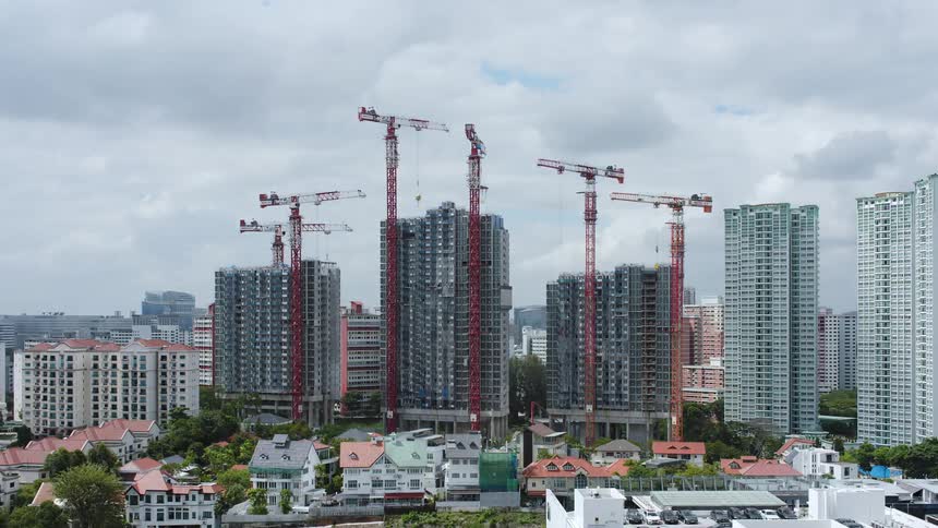 Three high rise buildings are constructed at the same time
