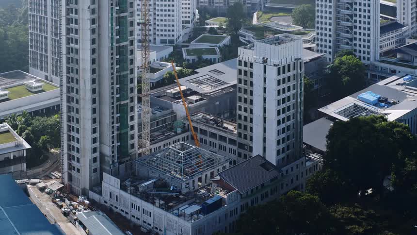 Time lapse of construction as a high rise is built