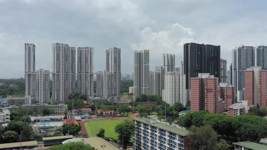 A time lapse reveals multiple tall buildings being constructed simultaneously