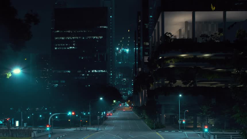 Time lapse of cars driving on a city street and pedestrians walking