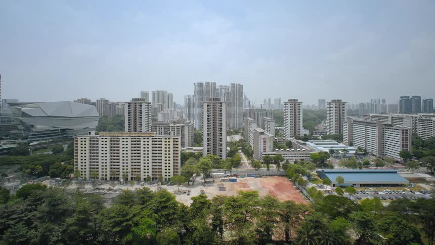Time lapse of high rise buildings being built in a city