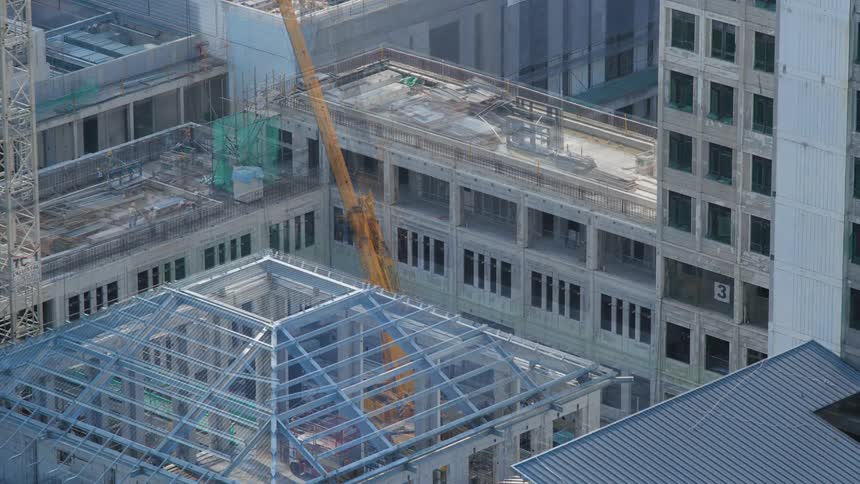 A time lapse of a building being constructed