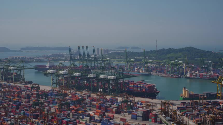 Vessels come and go from a waterway shipyard