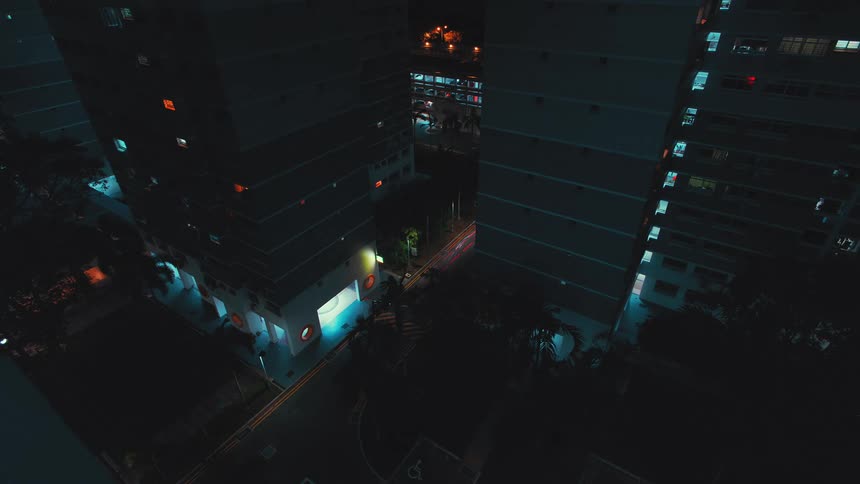 Wide shot of a city street