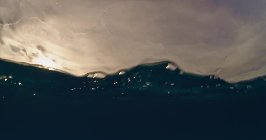 The waves are moving under a cloudy sky