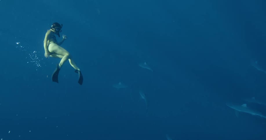Woman diving underwater