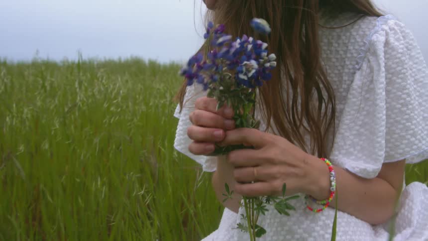 Woman picking flowers