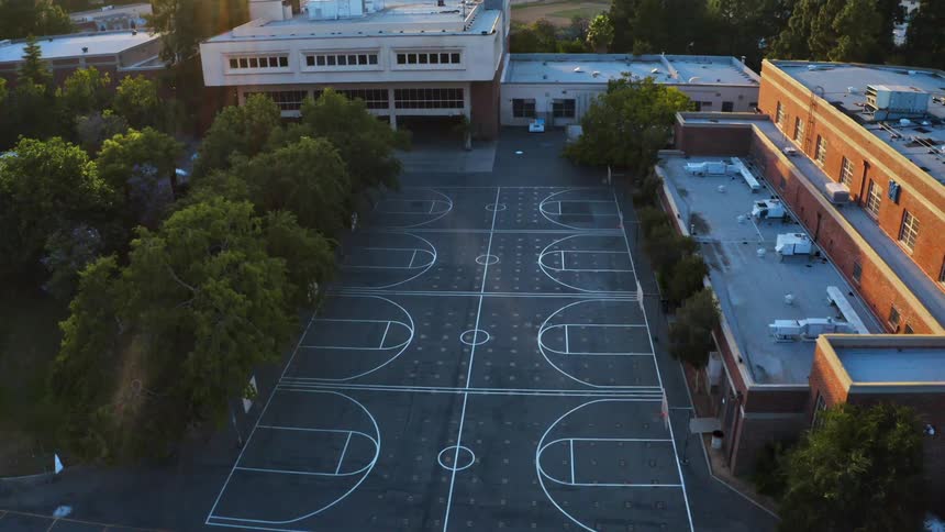 School with basketball courts