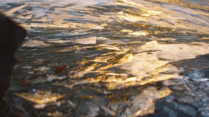 Broken ice on a lake