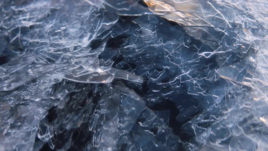 Ice with water flowing
