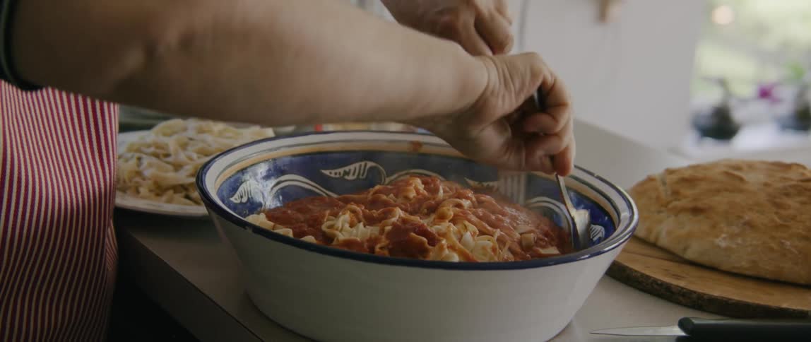 Tomato sauce in spaghetti