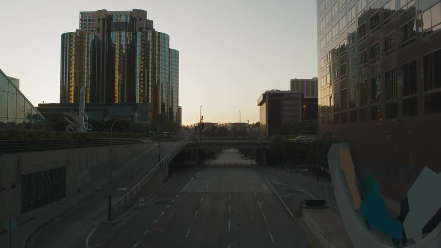 Downtown city with road
