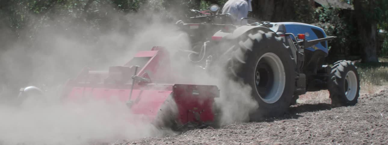 Human driving tractor
