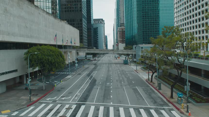 The road is empty in the city