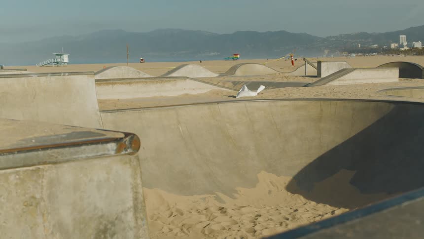 Cement structures on a beach