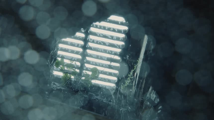 Rain comes splashing through blinds in a home