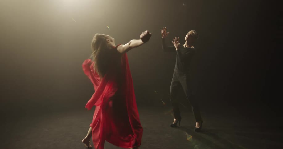A choreographer is teaching a dancer the routine
