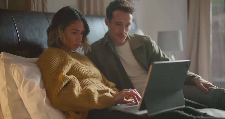 Woman and man talking