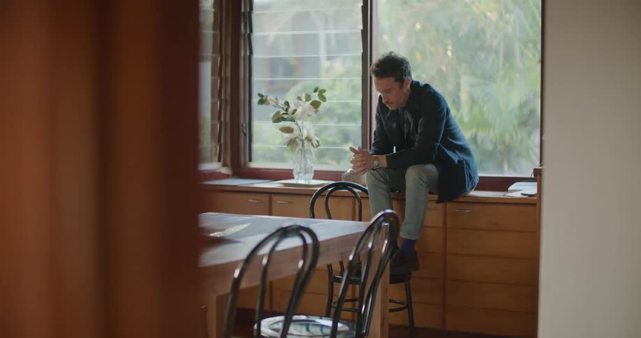 A man waiting nervously