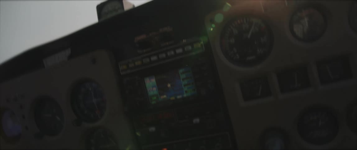Instruments on the cockpit of a flying airplane