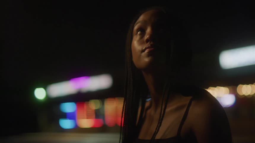 Woman looking around