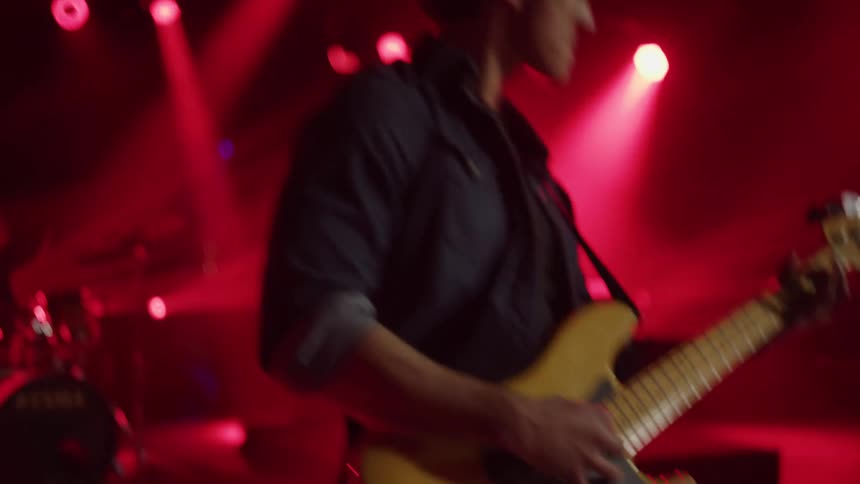 A band is performing on stage