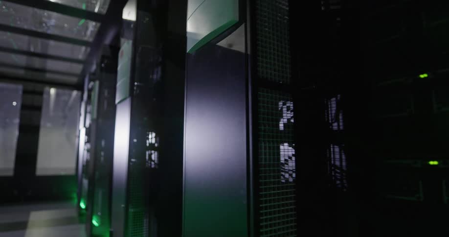 The hallway of the server room is empty