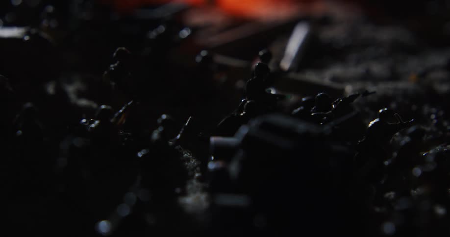 Toy army men with fire and smoke