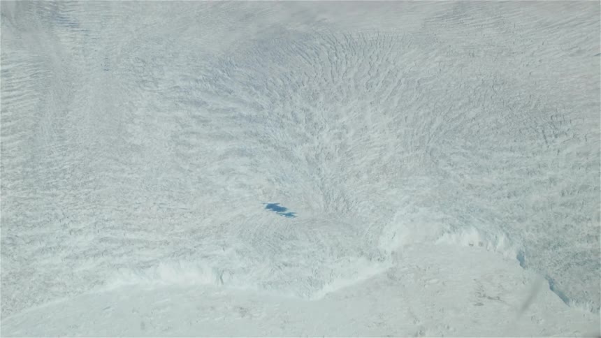 A frozen landscape as seen from above