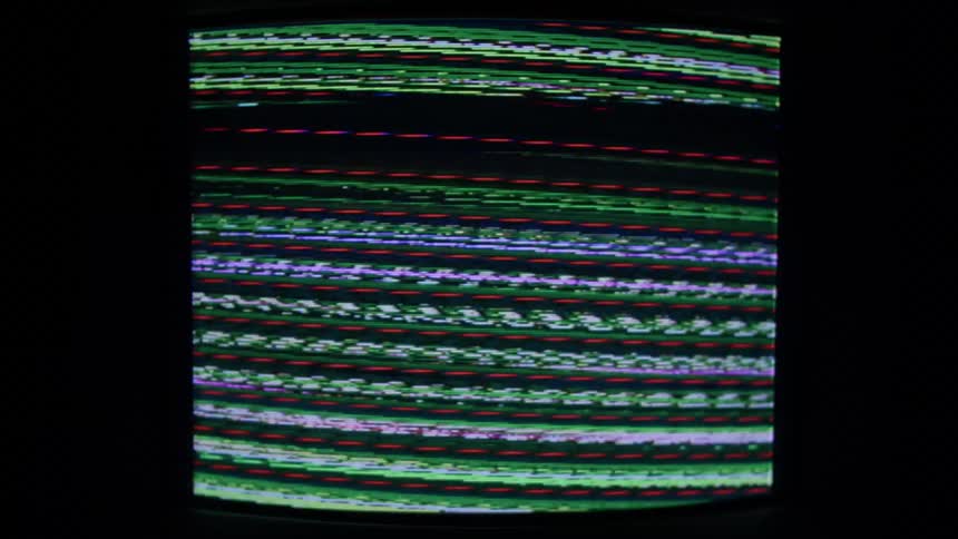 Colorful lines and static on a television screen