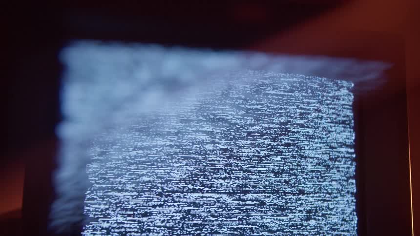 A television is displayed with no signal