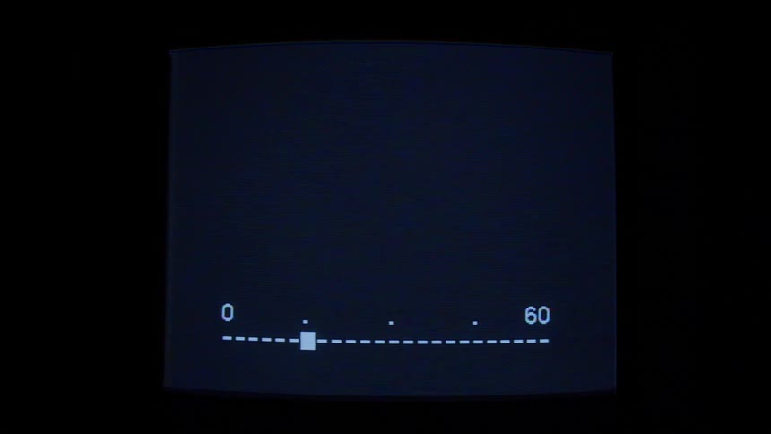 Numbers and dashed white lines on a black screen
