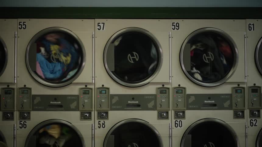 Laundromat dryers spinning