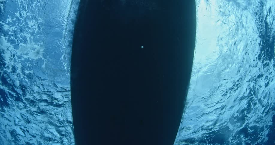 Bottom of a boat moving in the water