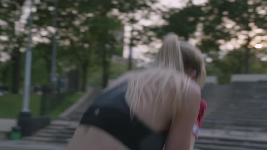 A woman boxing