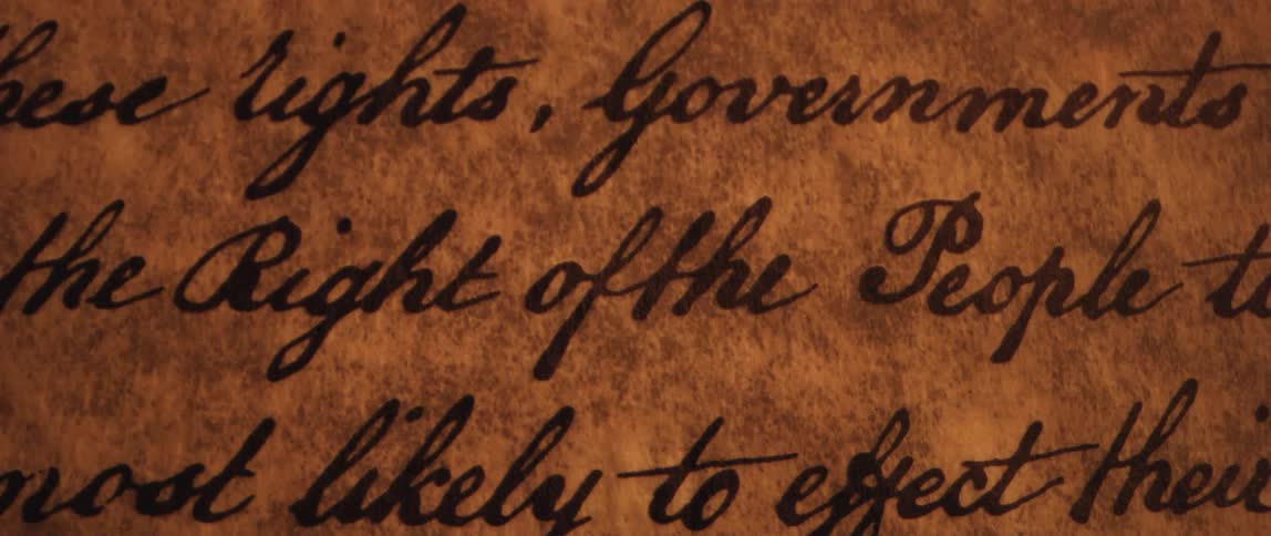Light brightens and dims on the united states declaration of independence text
