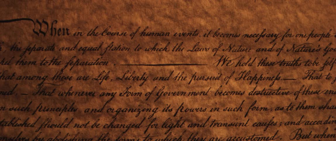 An old paper with cursive writing of the decoration of independence