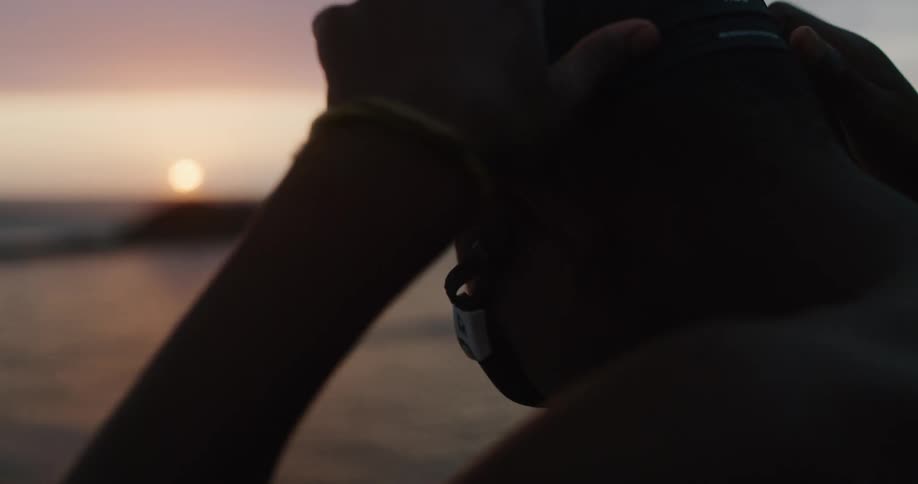 Person putting on goggles