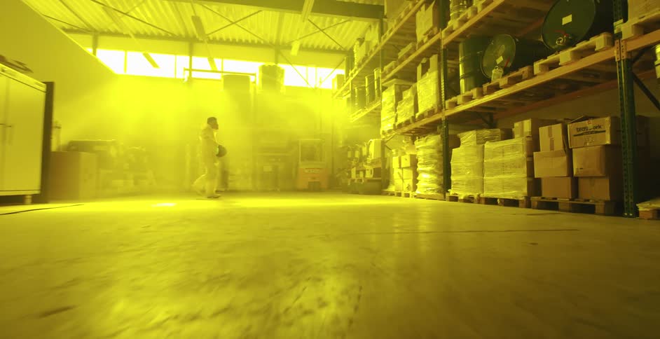Person walking in warehouse