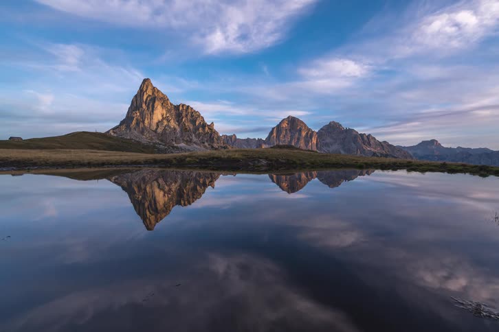 Time lapse view of a landscape is displayed at dusk