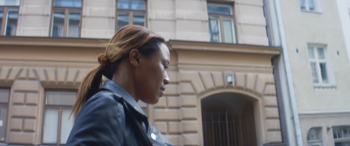 Woman walking forward