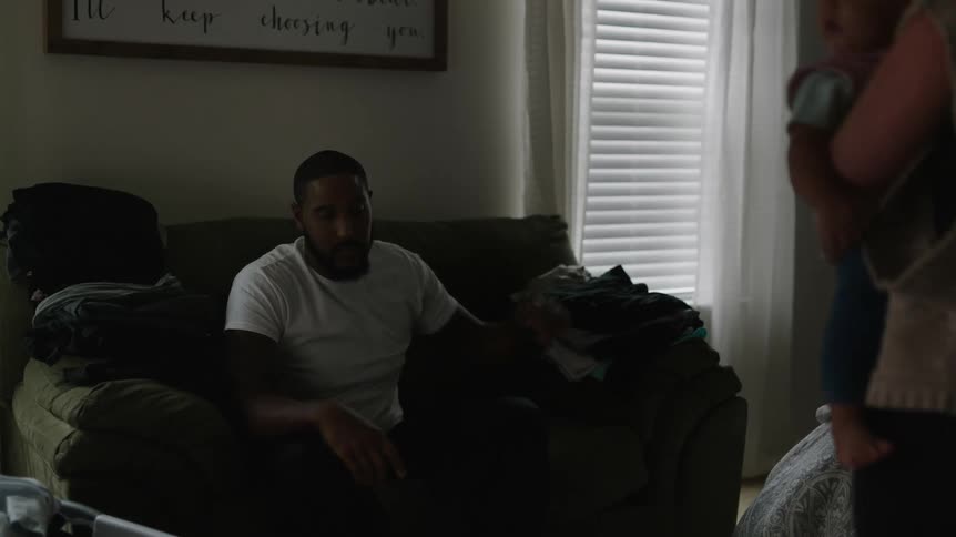 A family in a living room